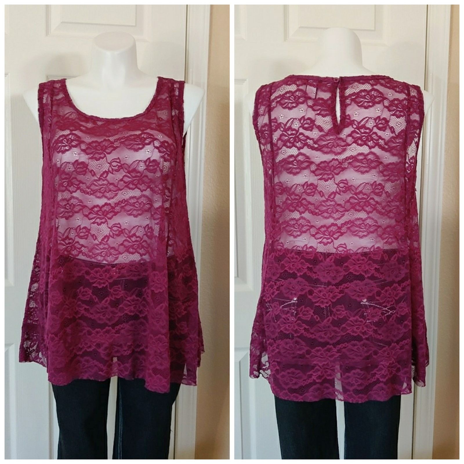 Torrid Torrid purple sheer lace scoop tunic tank sz 1 Size XL / US 12-14 / IT 48-50 - 1 Thumbnail