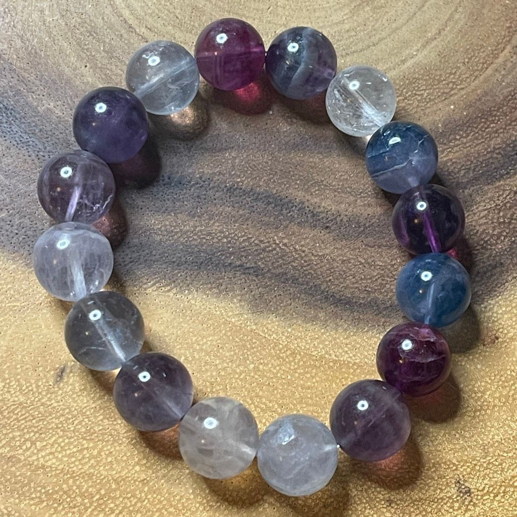 Other Fluorite bracelet striped layers rainbow colors stretch 12mm Size ONE SIZE - 6 Thumbnail