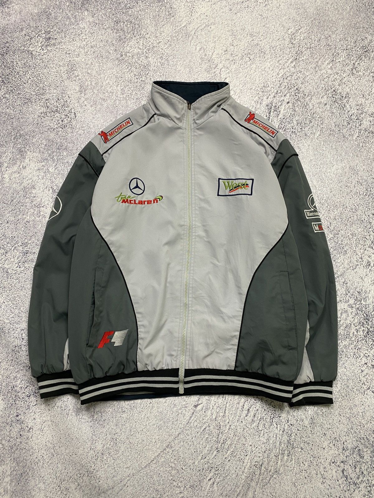 image of Formula Uno x Mercedes Benz Adidas Mercedes-Benz Mclaren F1 Racing Reversible Jacket 90's in Gray/N