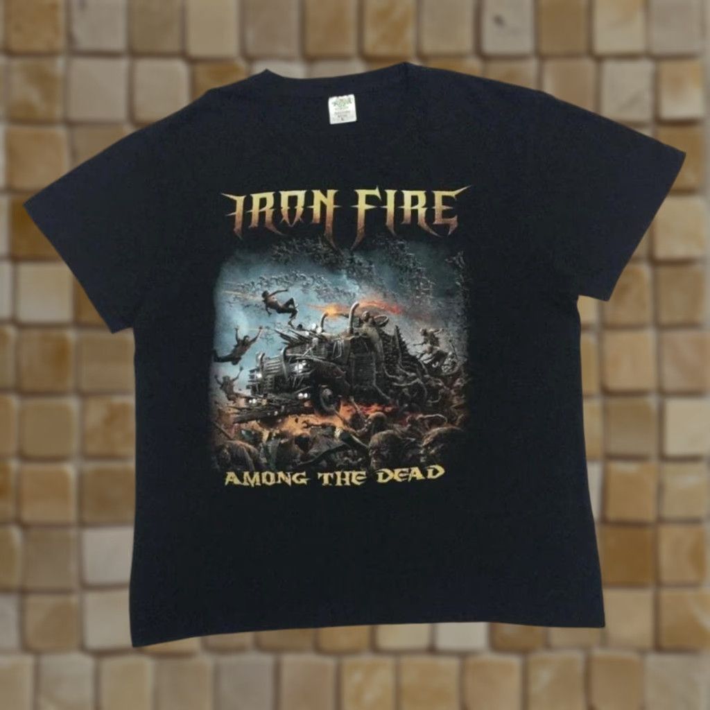 Vintage Iron Fire Among The Dead Speed Power Heavy Metal Band Black T-Shirt Large Mens Shirt Graphic Print Front Back Size US L / EU 52-54 / 3 - 1 Thumbnail