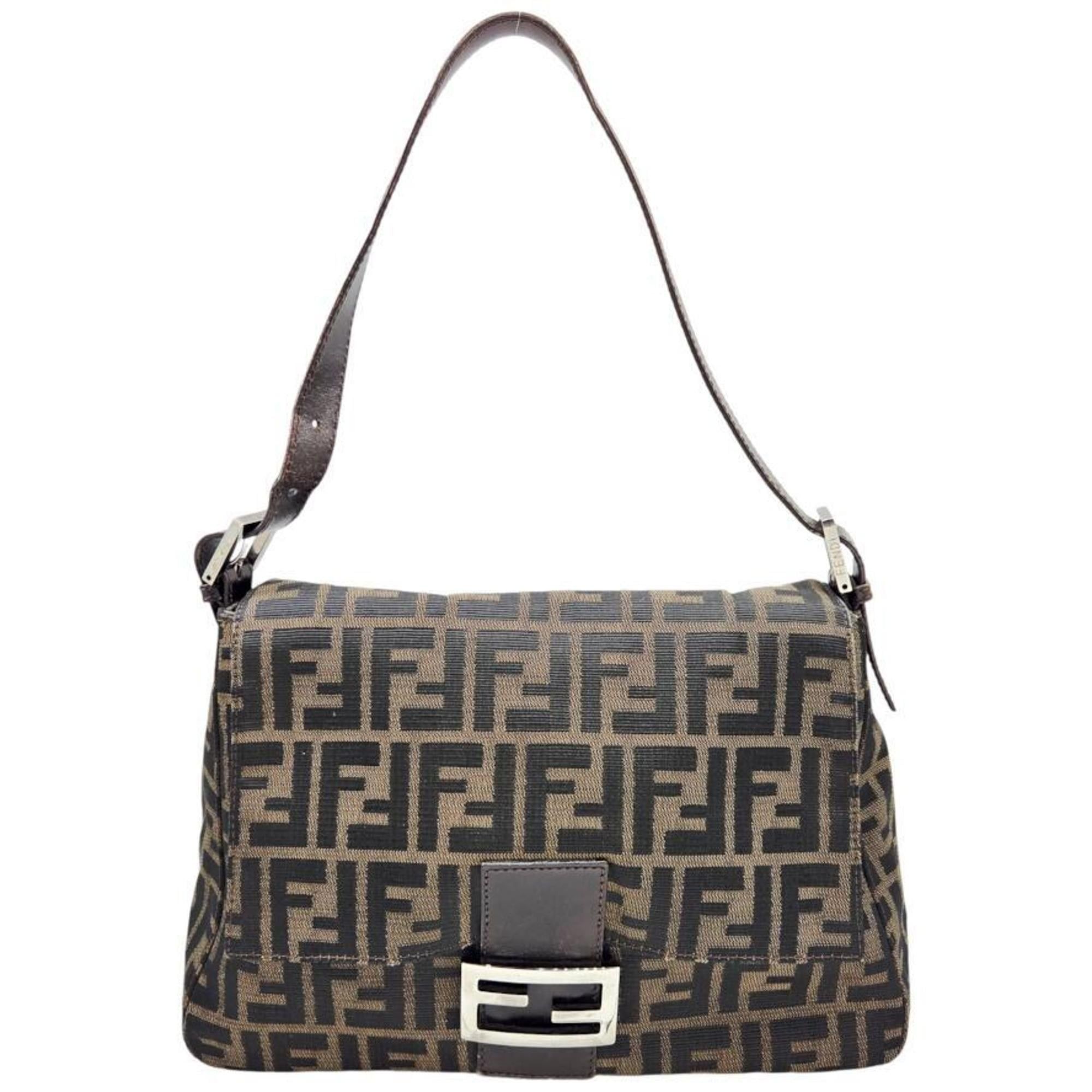 FENDI Zucca Mamma Bucket Bag Canvas and Leather Brown Women's Handbag