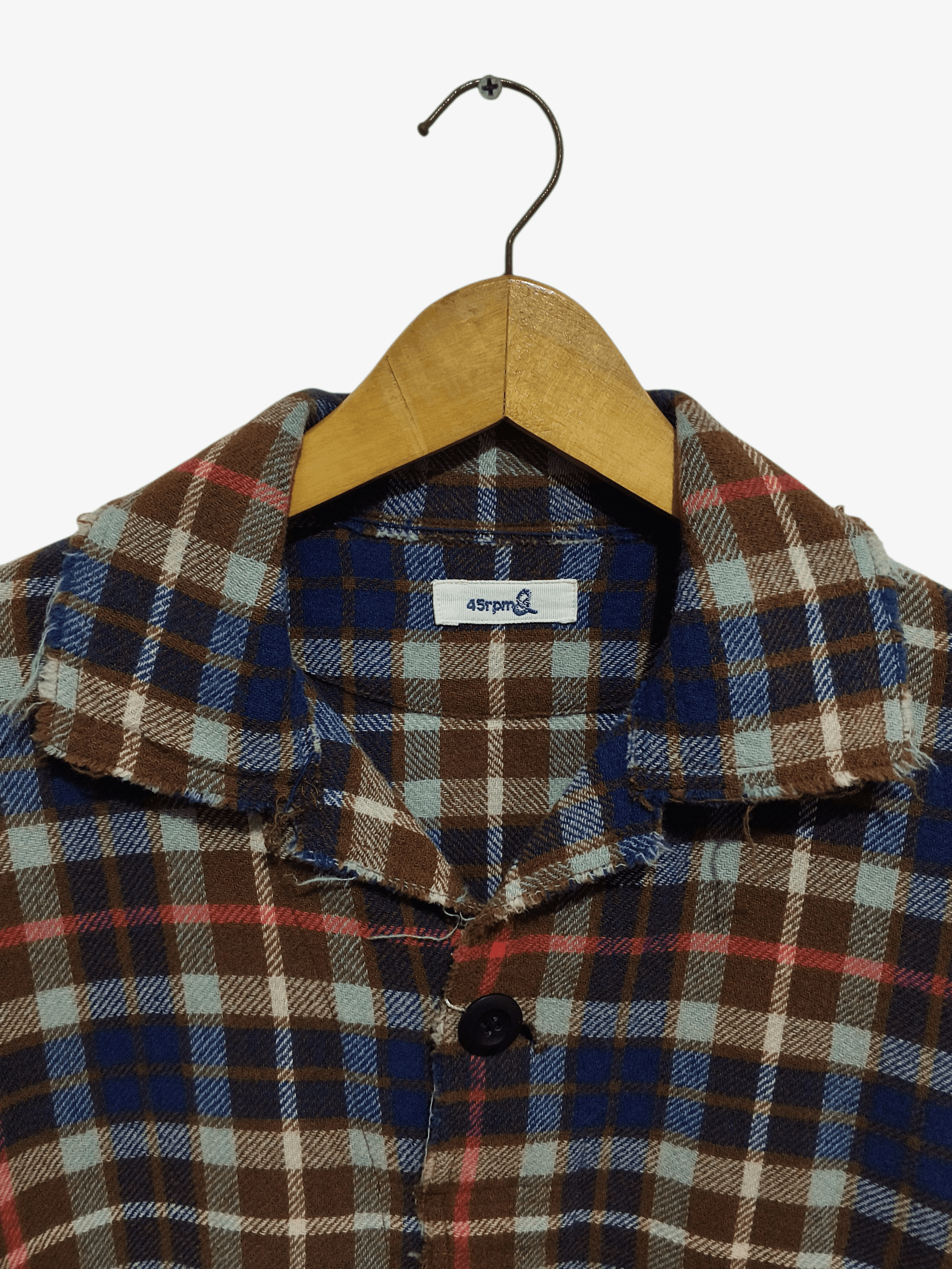 45rpm 🔥45RPM Japan Distressed Plaid Wool Pullover Shirt Jacket Size US M / EU 48-50 / 2 - 5 Thumbnail