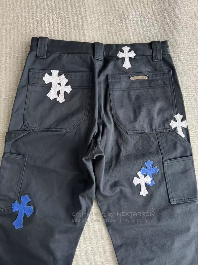 Chrome Hearts CHROME HEARTS 32 Blue and white cross leather knee overalls Size US 32 / EU 48 - 5 Thumbnail