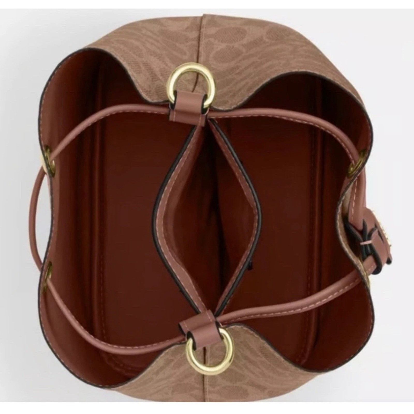 Coach NWT Coach Rowan Bucket Bag Signature Canvas CBH07 Tan Brown Size ONE SIZE - 6 Thumbnail