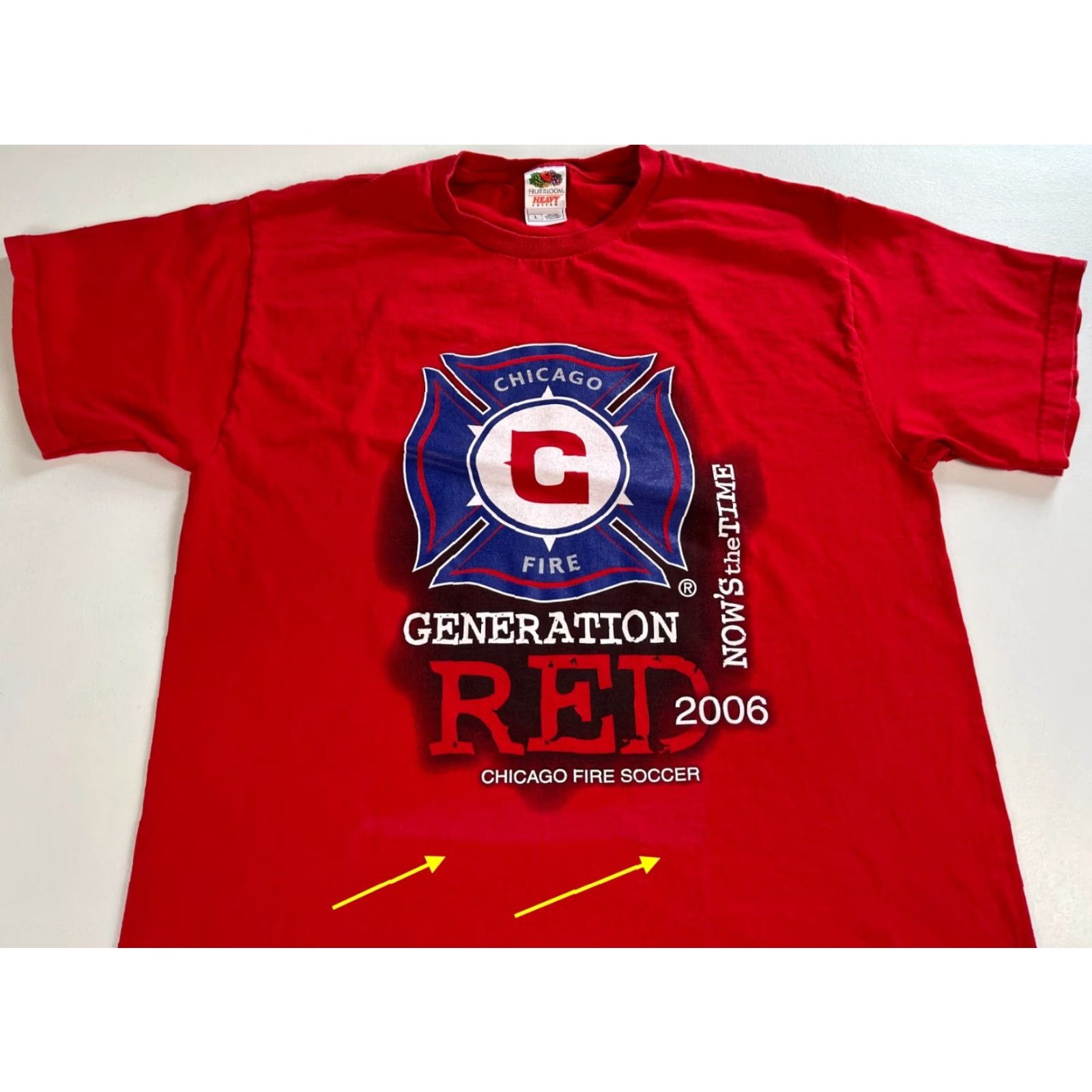 Fruit Of The Loom Vintage Chicago Fire Soccer Club Generation Red T-Shirt MLS Sz L Mens Size US L / EU 52-54 / 3 - 6 Thumbnail