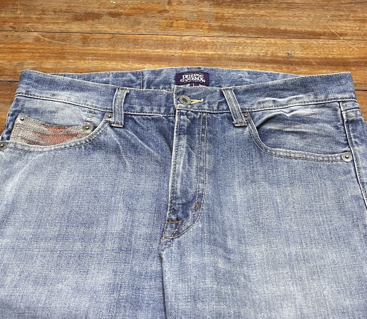 Japanese Brand × Vintage Rare Vintage Japanese Brand Purple & Yellow Jeans 2000s Size US 34 / EU 50 - 3 Thumbnail