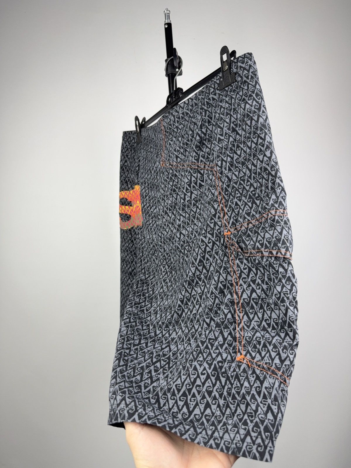 Luxury Hugo Boss Logo Swim Shorts Neon Orange Black Pattern