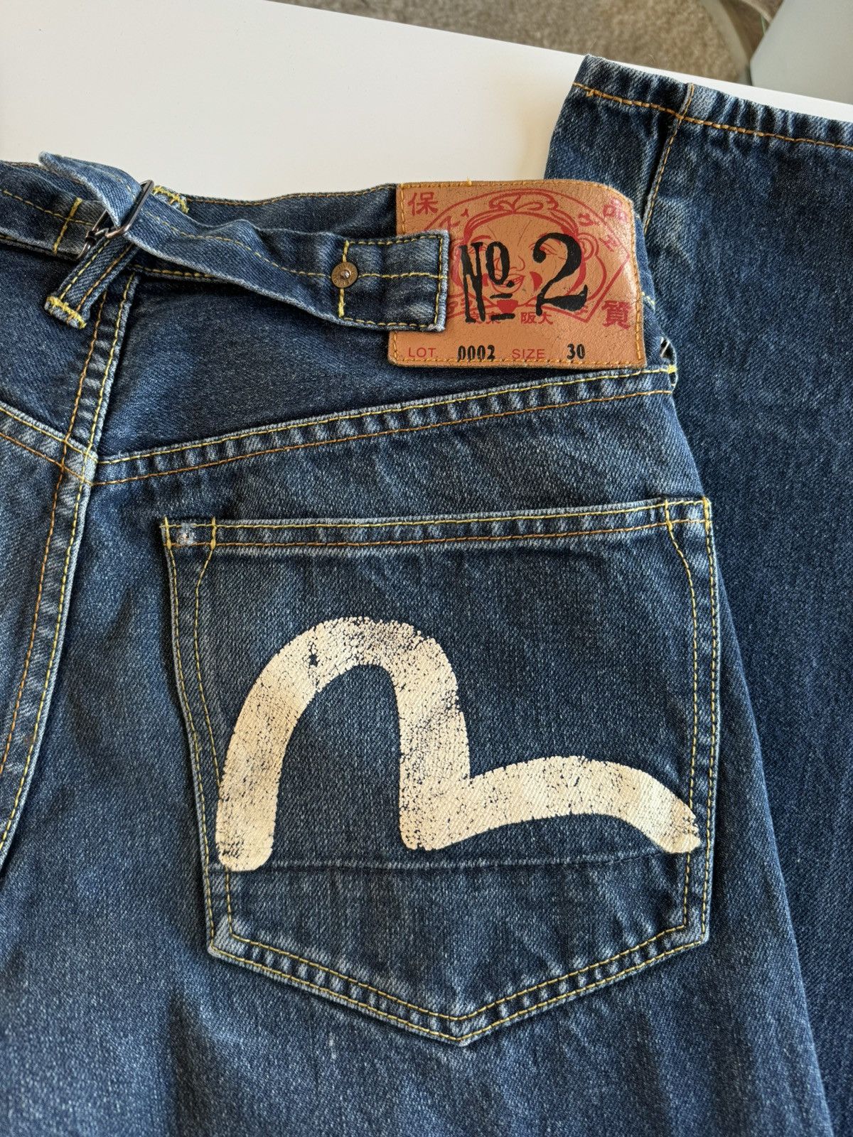 Vintage evisu white seagull selvedge denim jeans