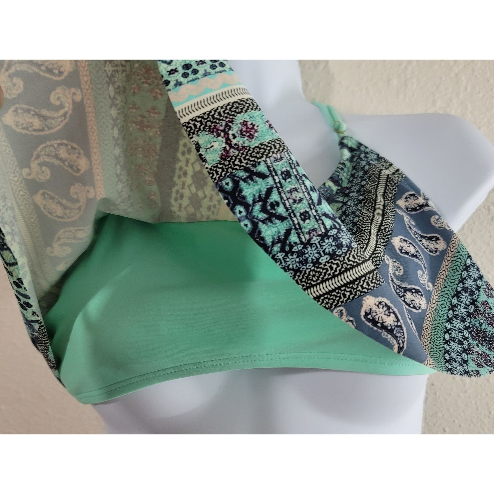 Arizona Jean Co. Arizona Blue Teal Flounce Halter Bikini Top Medium Size ONE SIZE - 2 Thumbnail