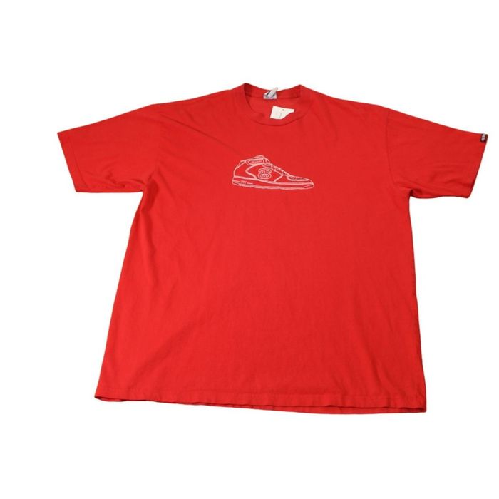 Stussy Vintage Stussy AF1 Embroidery Red Tee Shirt Pullover Size XL ...