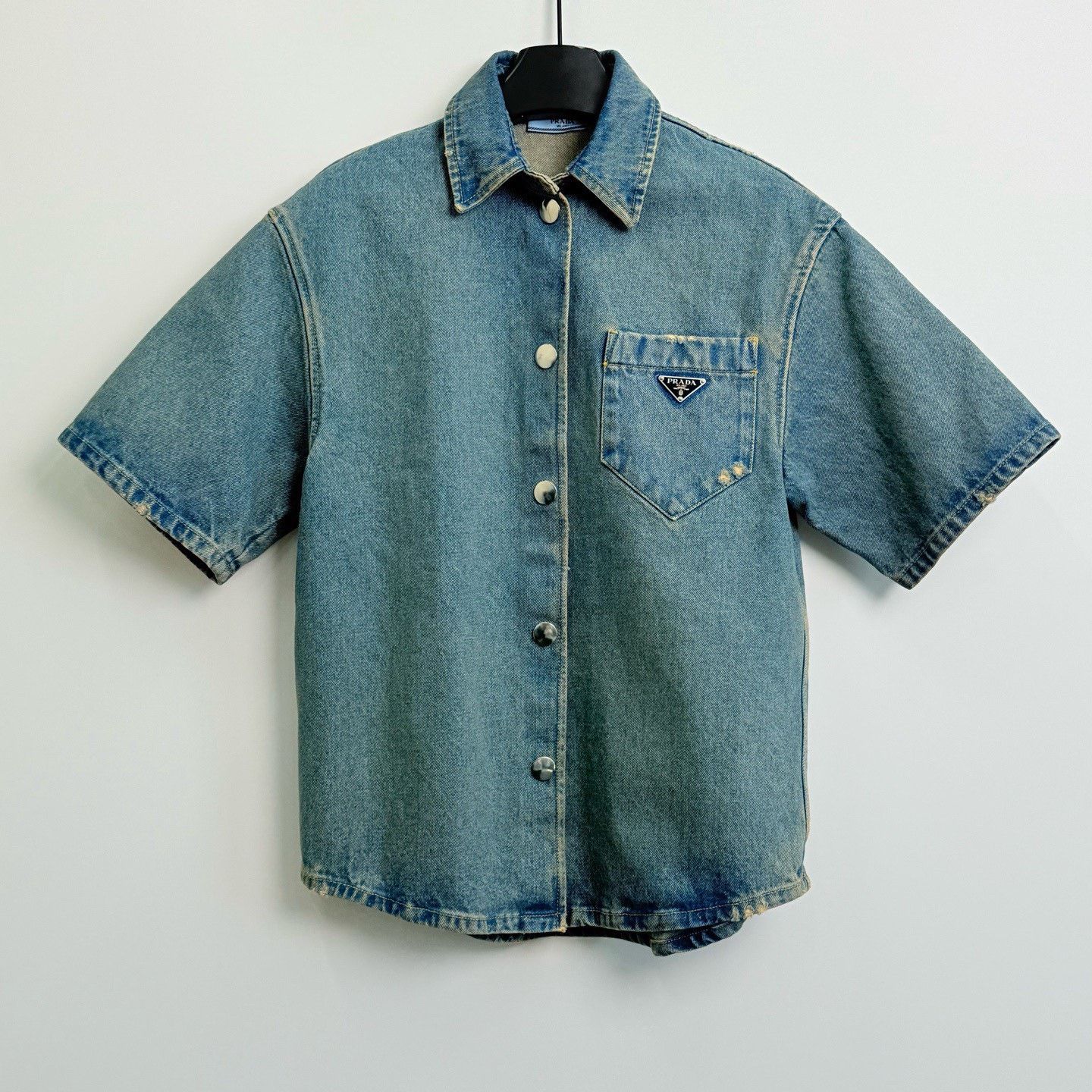 Prada Prada Logo Denim Short-Sleeve Shirt Size US M / EU 48-50 / 2 - 1 Thumbnail