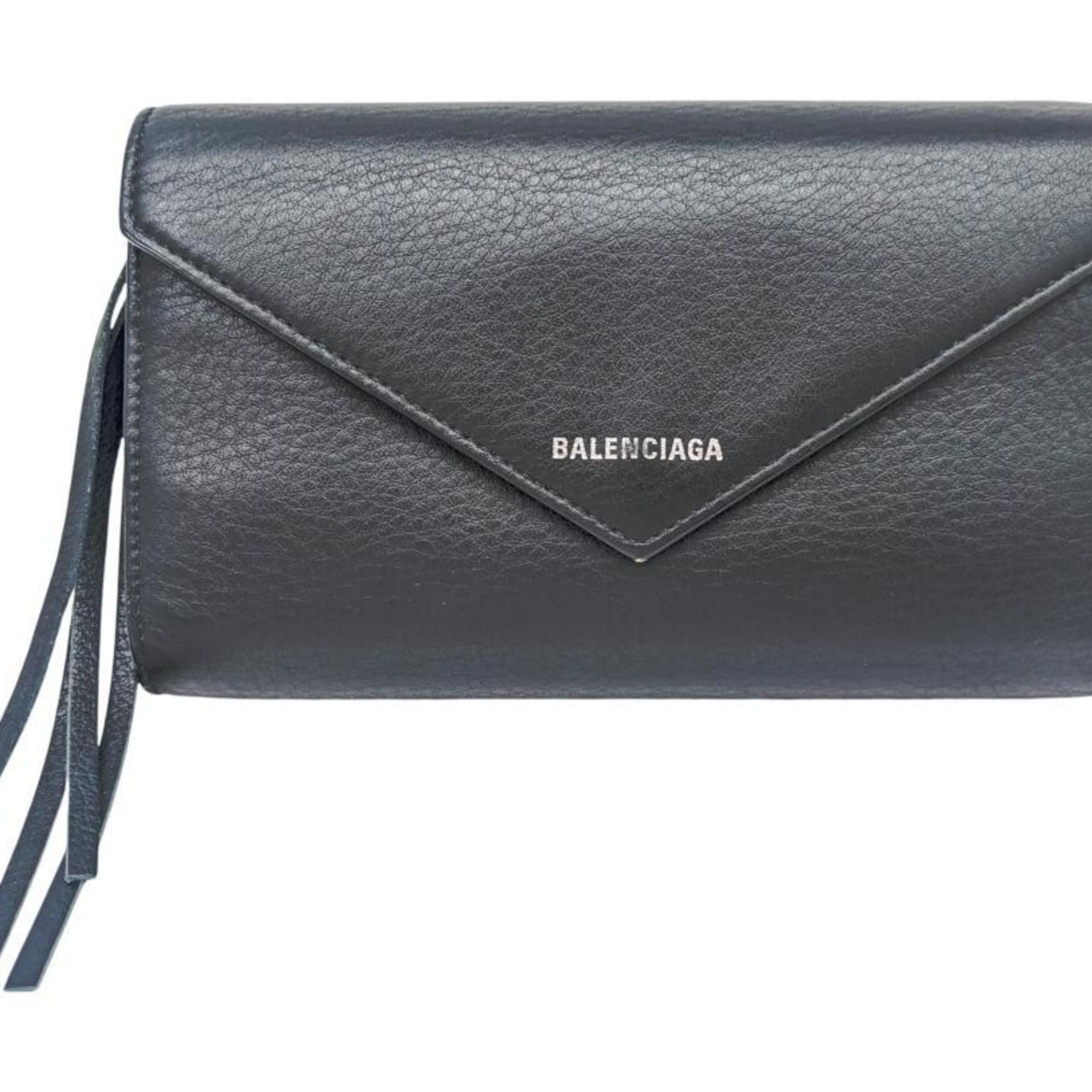 Balenciaga BALENCIAGA Paper Manny Leather Black 371661 Large Wallet Long Men's Women's Size ONE SIZE - 1 Thumbnail