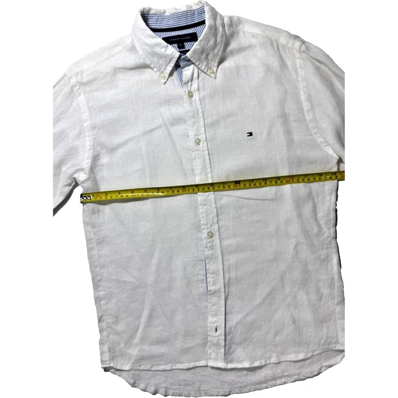 Tommy Hilfiger Tommy Hilfiger Follow Flag Detail Linen Relaxed Fit Shirt - Size M - White, Women Size M / US 6-8 / IT 42-44 - 6 Thumbnail