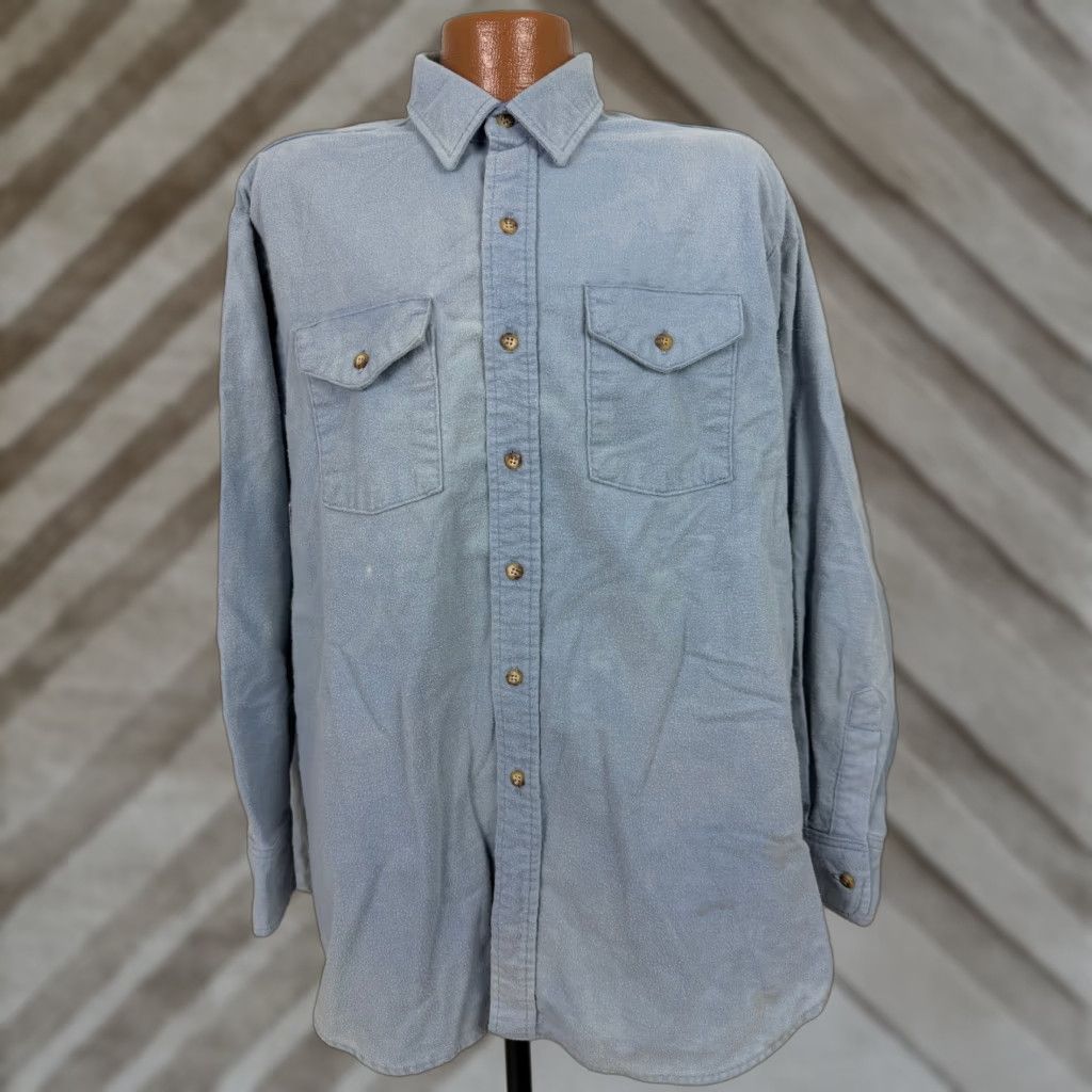 Vintage VINTAGE Outdoor Exchange Chamois Flannel Shirt Men 2XL Blue Heavyweight Pockets 80s 90s Grunge Hipster Outdoor Size US XXL / EU 58 / 5 - 1 Thumbnail