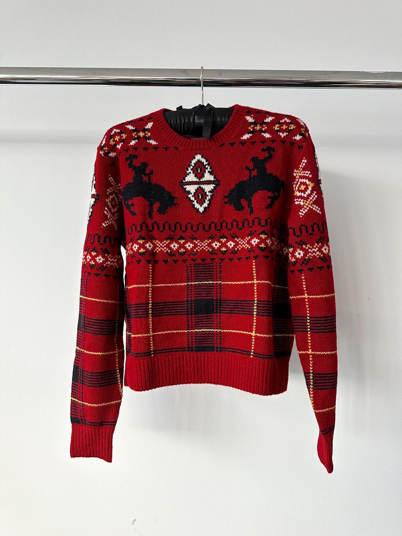 Polo Ralph Lauren Polo Ralph Lauren Western Red Tartan Fair Isle Wool Jumper Size S / US 4 / IT 40 - 1 Thumbnail
