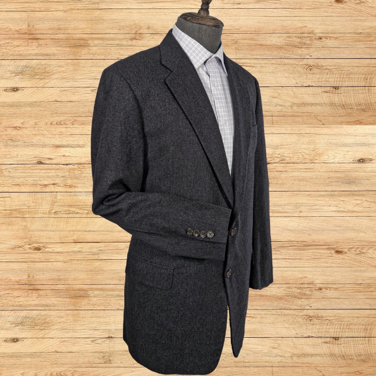 Hickey Freeman Hickey Freeman Canterbury Men 43R Cashmere Wool Flannel Gray Size 44R - 2 Thumbnail