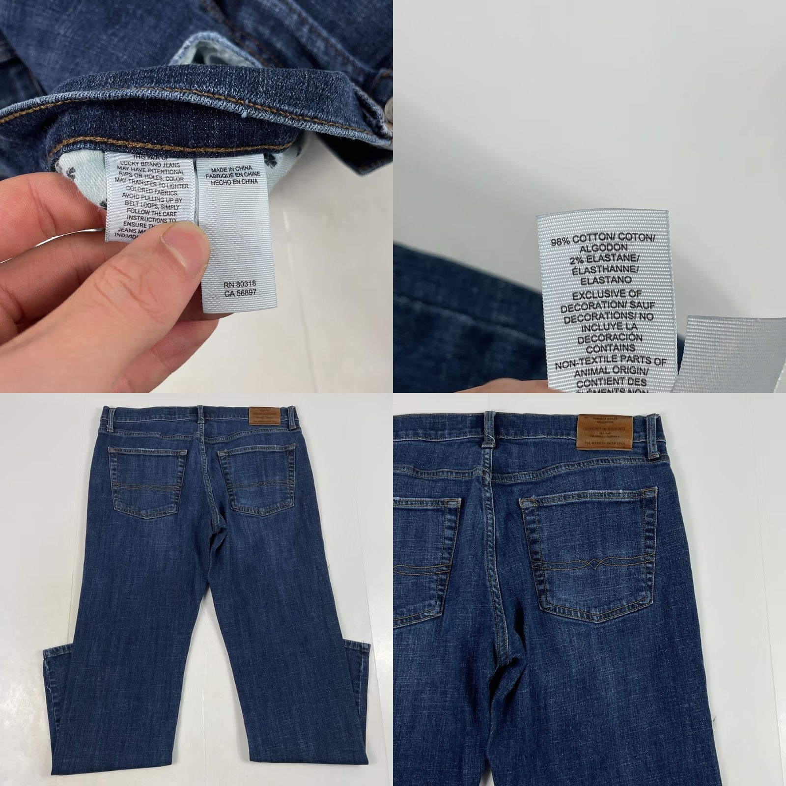 Lucky Brand Lucky Brand Jeans Men 36 x 32 Blue 221 Straight Leg Dark Wash Denim Stretch Work Jeans Regular Rise Embroidered Logo 5-Pocket Size US 36 / EU 52 - 8 Thumbnail