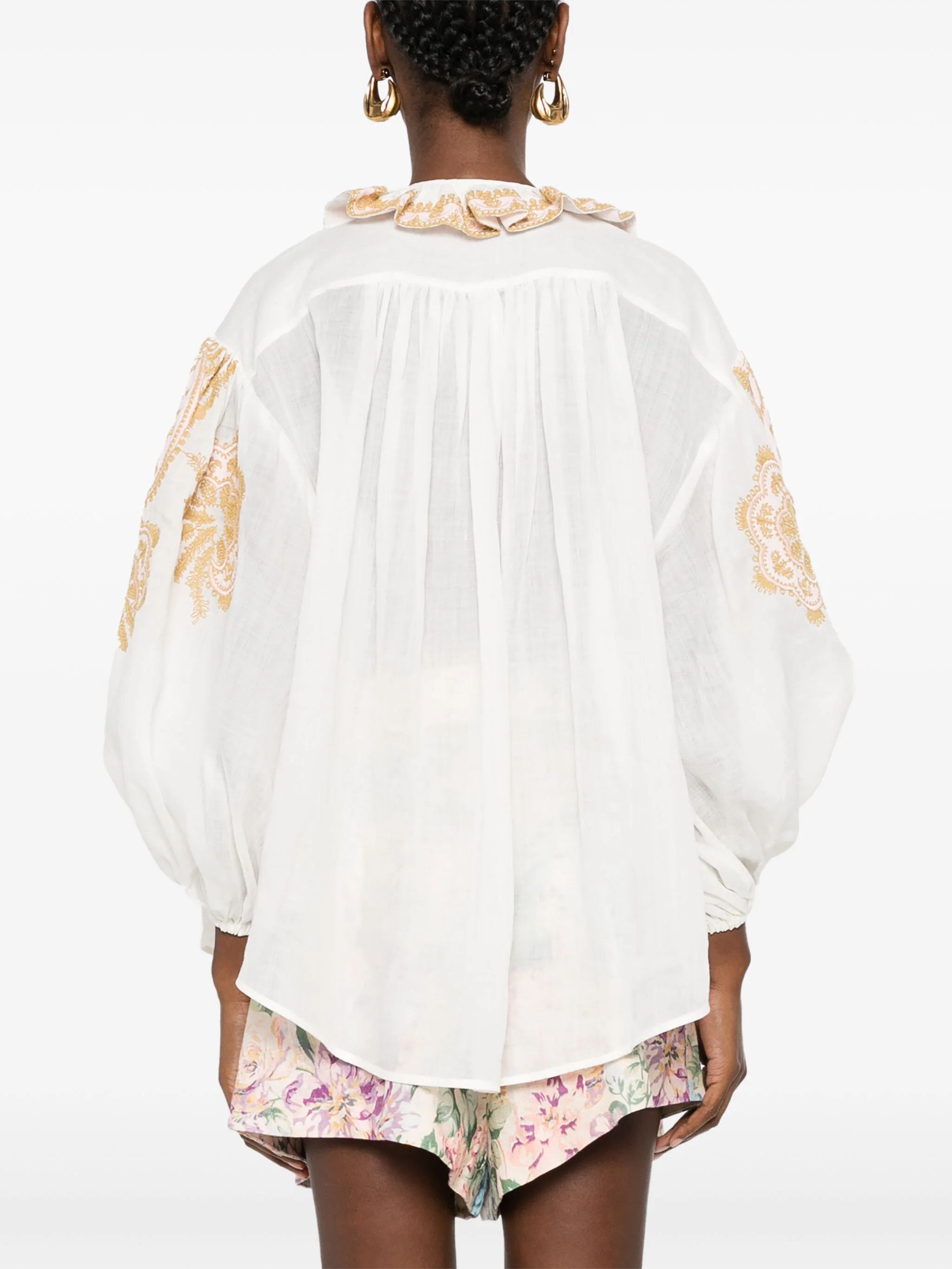 Zimmermann o1s22i1n1024 Ramie Blouse in White Size M / US 6-8 / IT 42-44 - 3 Thumbnail
