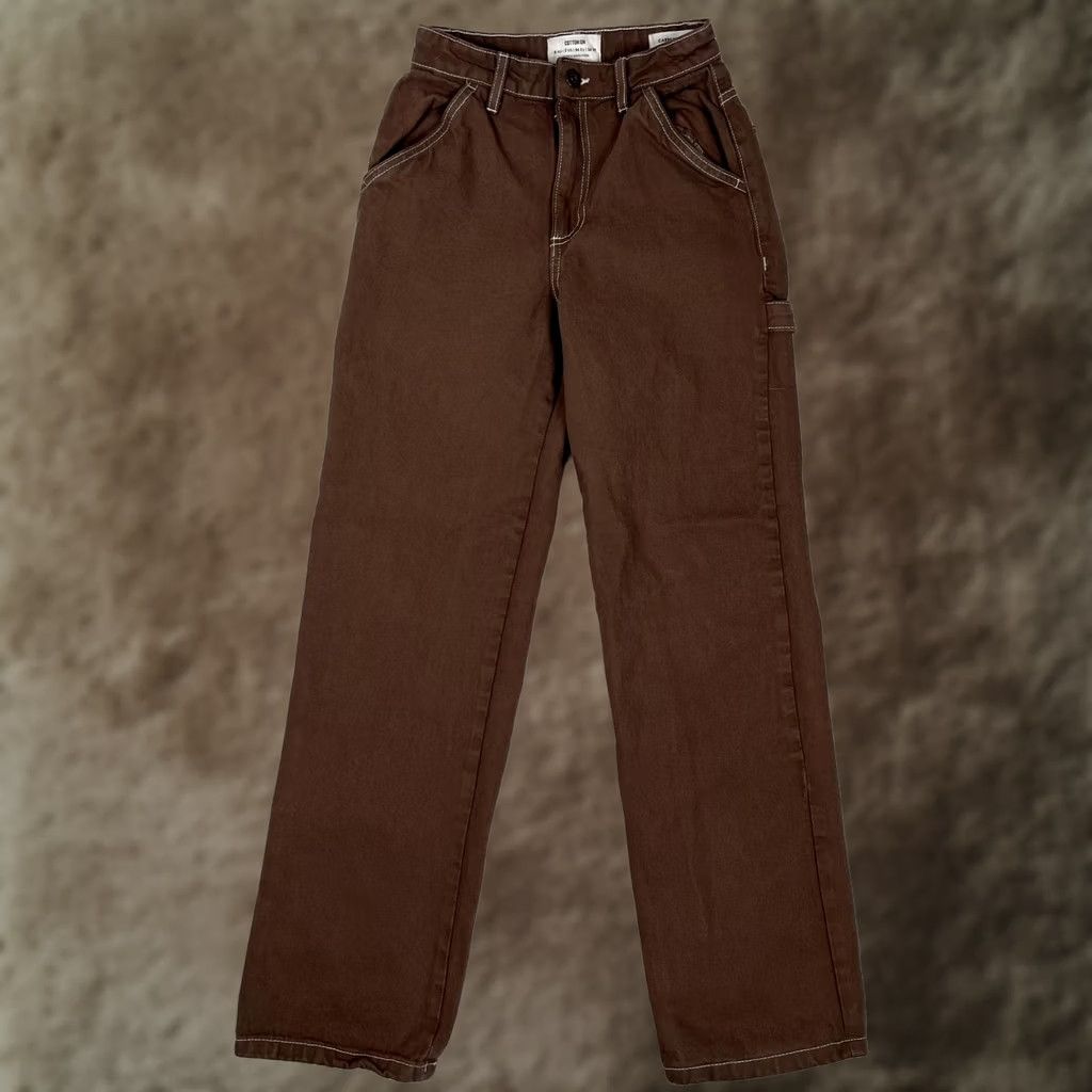 Cotton On Cotton On Carpenter Jeans Womens 2 Brown Relaxed Straight Workwear Denim Jeans Size 26" / US 2 / IT 38 - 1 Thumbnail