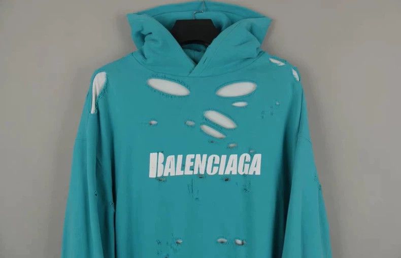 Balenciaga Balenciaga Double-layer destruction LOGO printed hoodie la Size US L / EU 52-54 / 3 - 1 Thumbnail