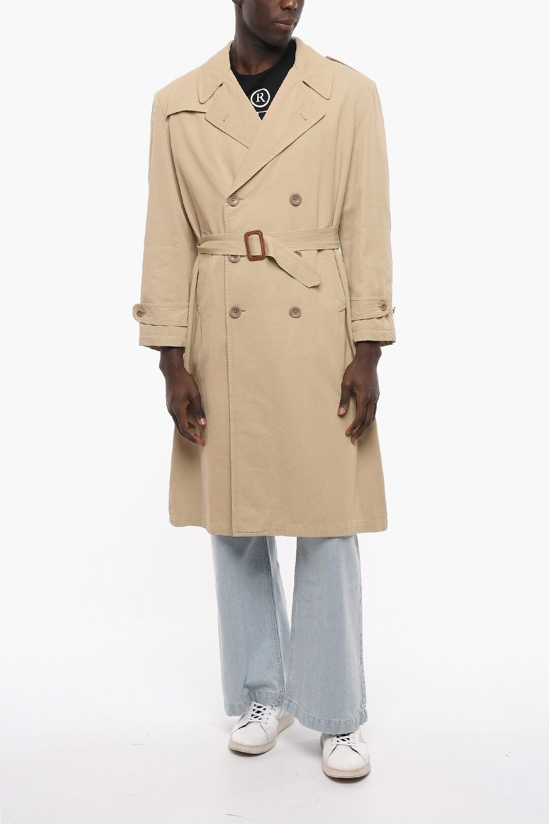 Maison Margiela o1y1124 Double Breasted Trench With Belt Coat in Beige Size US XXS / EU 40 - 1 Thumbnail