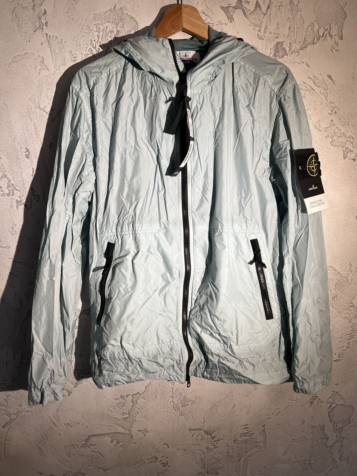 Image of Stone Island Crinkle Reps Jacket in Blue, Men's (Size Small)