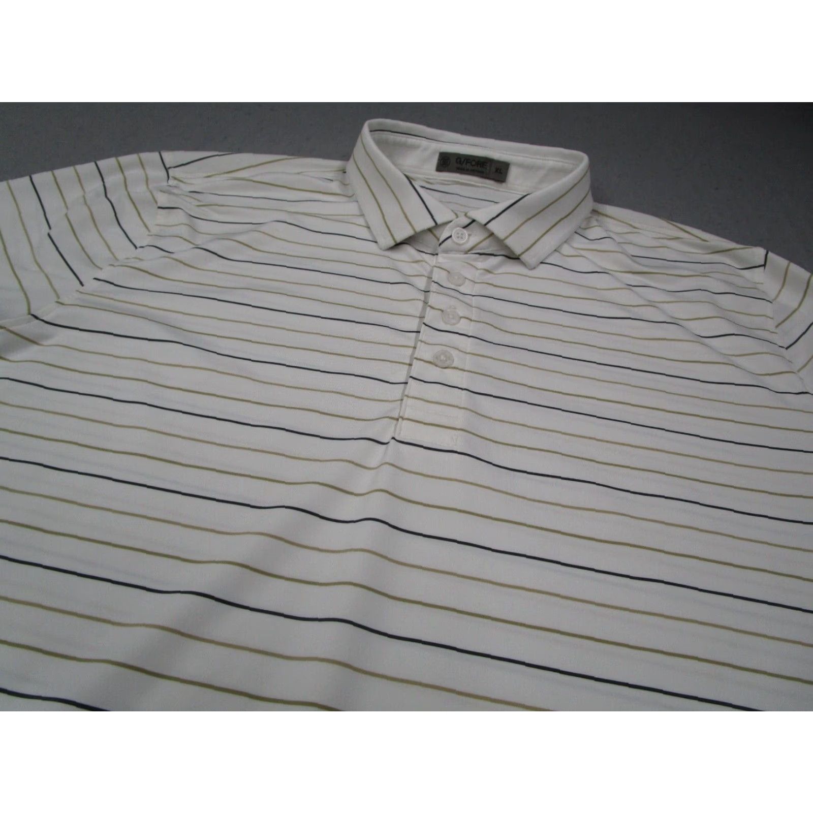 G/FORE G/Fore Shirt Mens XL White Striped Performance Polo Polo Shirt Golf Casual Travel Activewear Size US XL / EU 56 / 4 - 2 Thumbnail