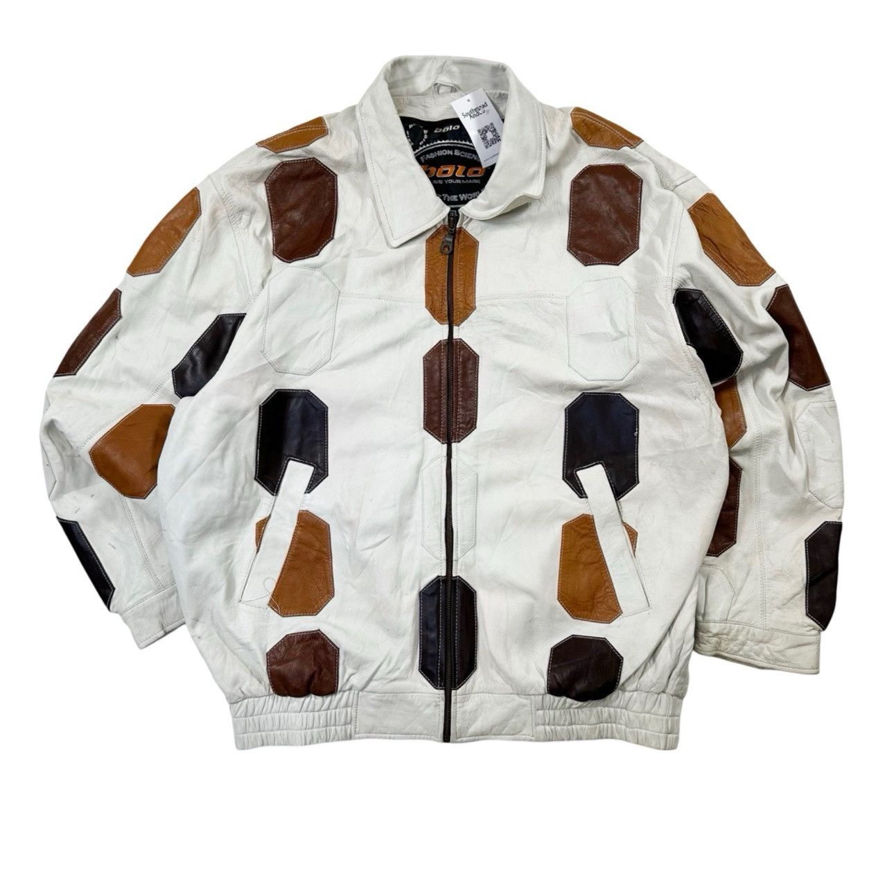 Vintage Vintage 90s Bolo Patterned Leather Zip Up Jacket Size US XXL / EU 58 / 5 - 1 Thumbnail