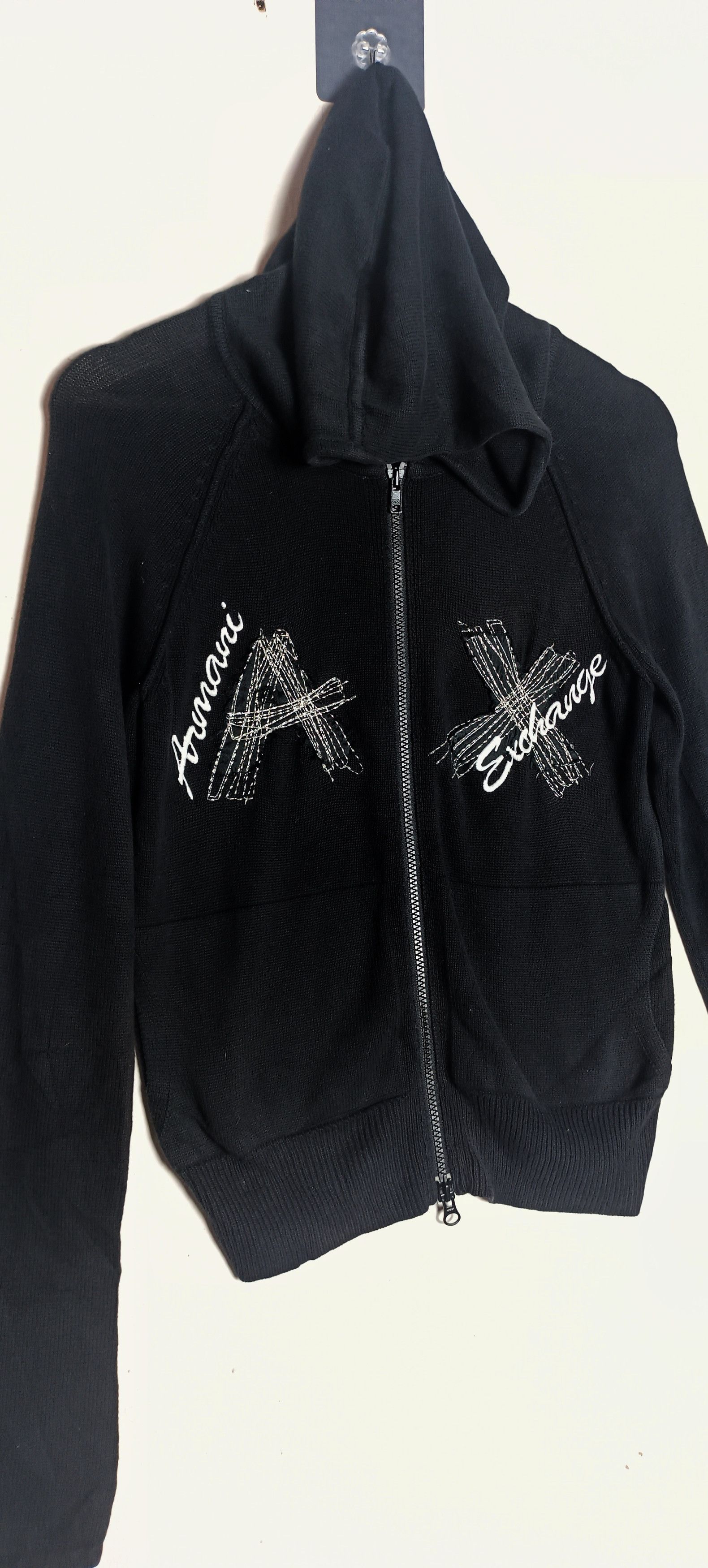 Armani A/X ARMANI EXCHANGE Black Embroidered Zip hoodie Size US M / EU 48-50 / 2 - 3 Thumbnail