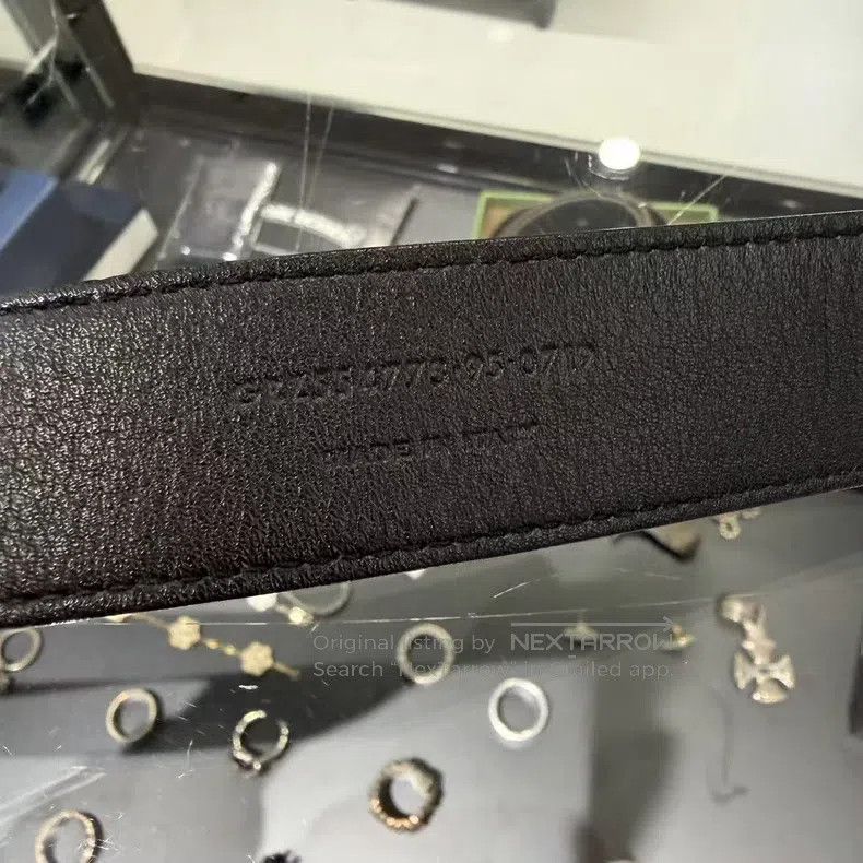 Saint Laurent Paris Saint Laurent Paris Black silver crocodile embossed belt Size ONE SIZE - 6 Thumbnail