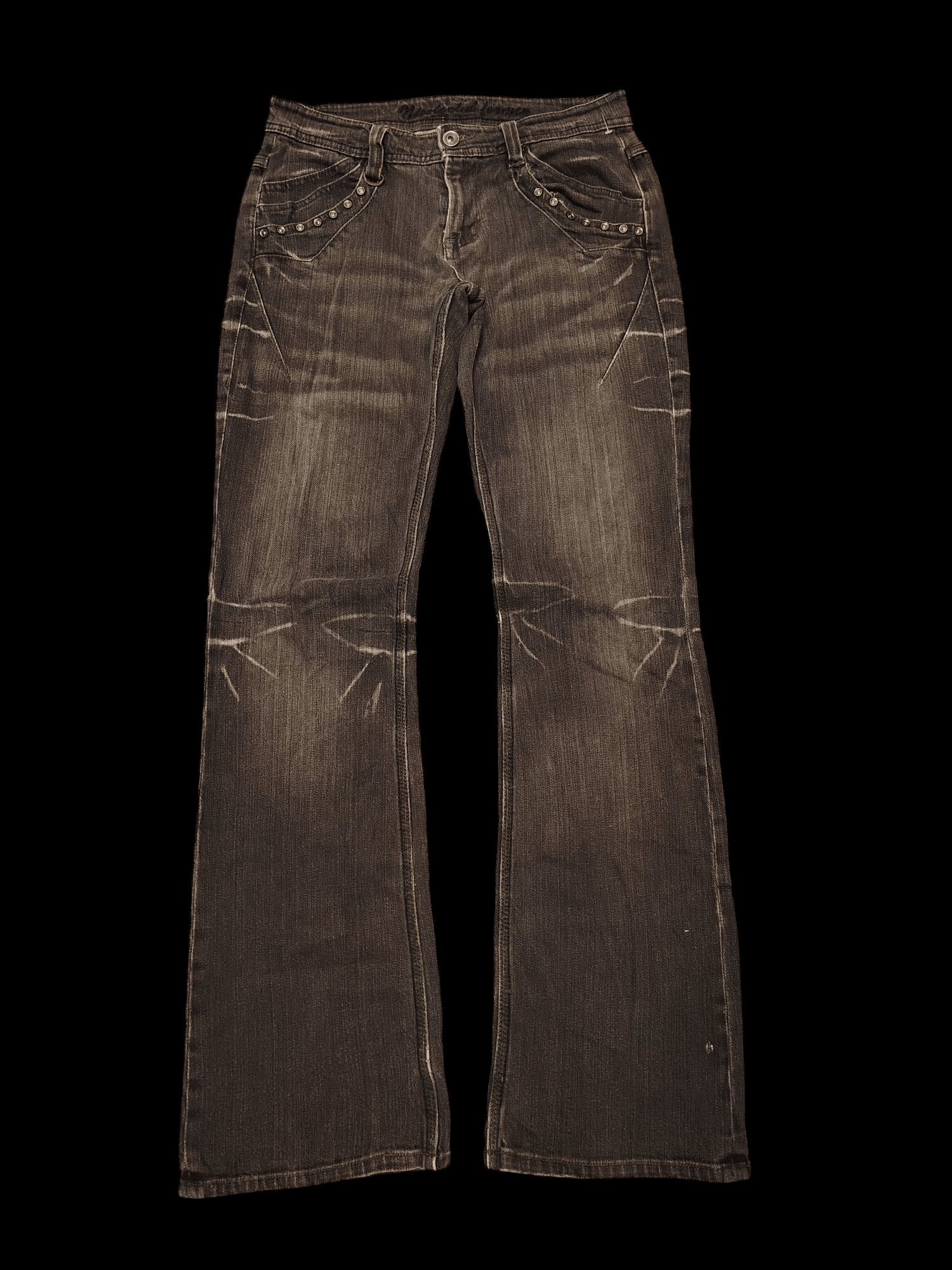 Le Grande Bleu (L.G.B.) Japanese Nicole Club Washed Black Distressed Flared Jeans Size US 29 - 2 Thumbnail