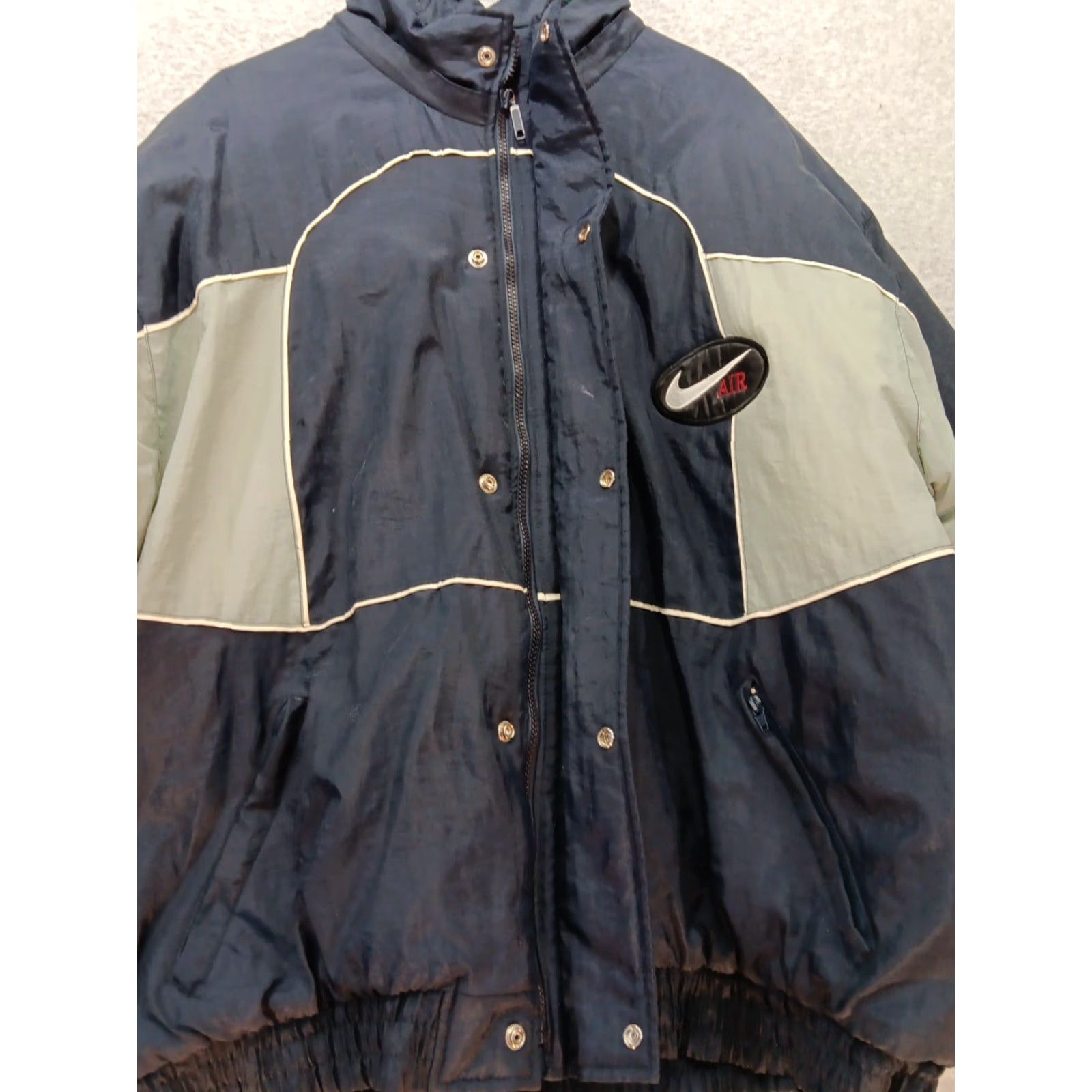 Nike VTG Nike Jacket 90s Mens XL Blue Gray Quilted Lined Full Zip Nylon Softshell Bomber Jacket Big Swoosh USA Size US XL / EU 56 / 4 - 6 Thumbnail