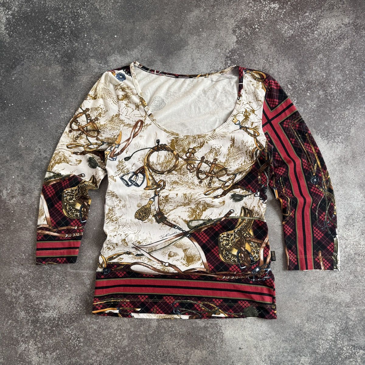 Roberto Cavalli Just Cavalli by Roberto Cavalli Vintage Y2K 3/4 Sleeve Top Size M / US 6-8 / IT 42-44 - 2 Thumbnail