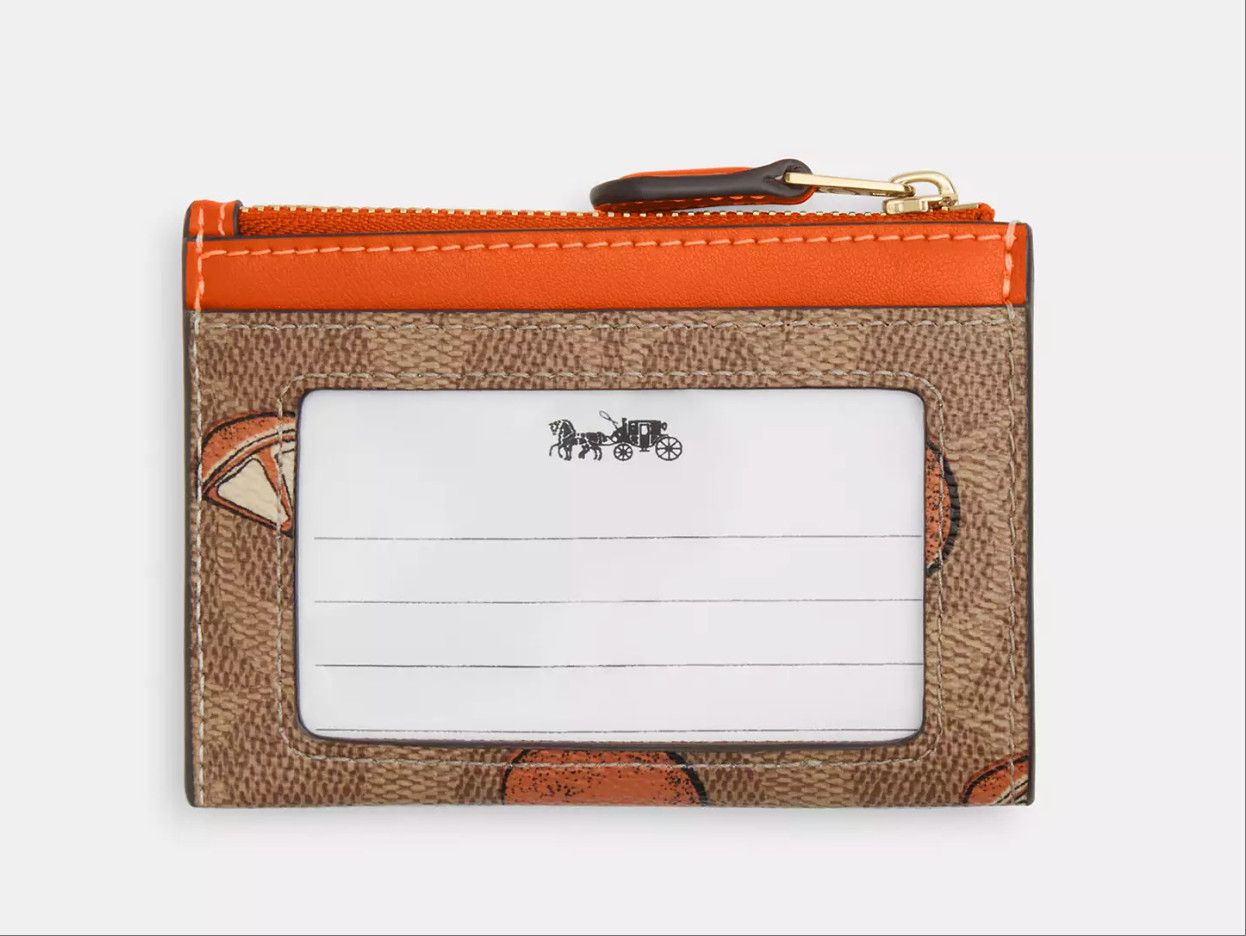 Coach Mini Skinny Id Case With Orange Print CAR21 Size ONE SIZE - 6 Thumbnail