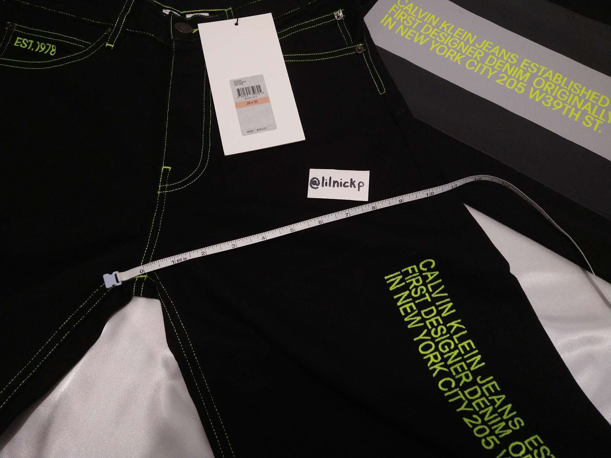 Calvin Klein 205W39NYC EST. 1978 Baggy Black Hole Jeans Size US 28 / EU 44 - 9 Thumbnail