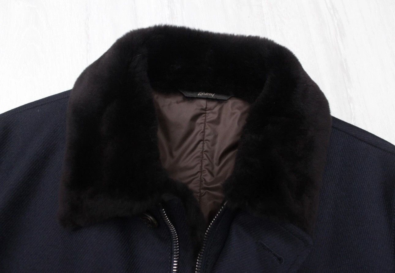 Brioni BRIONI Luxury Wool Long Navy Fur Collar Coat Overcoat fit XL Size US XL / EU 56 / 4 - 12 Thumbnail