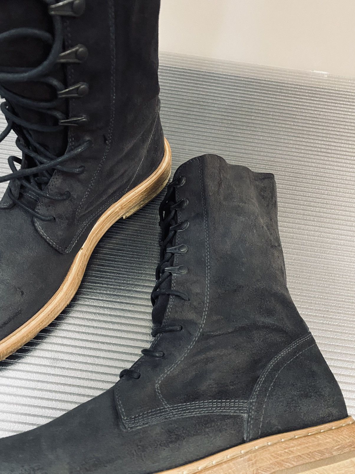 Ann Demeulemeester Ann Demeulemeester 🇮🇹 asphalt blk blister leather boots 8 NEW Size US 8 / EU 41 - 19 Thumbnail
