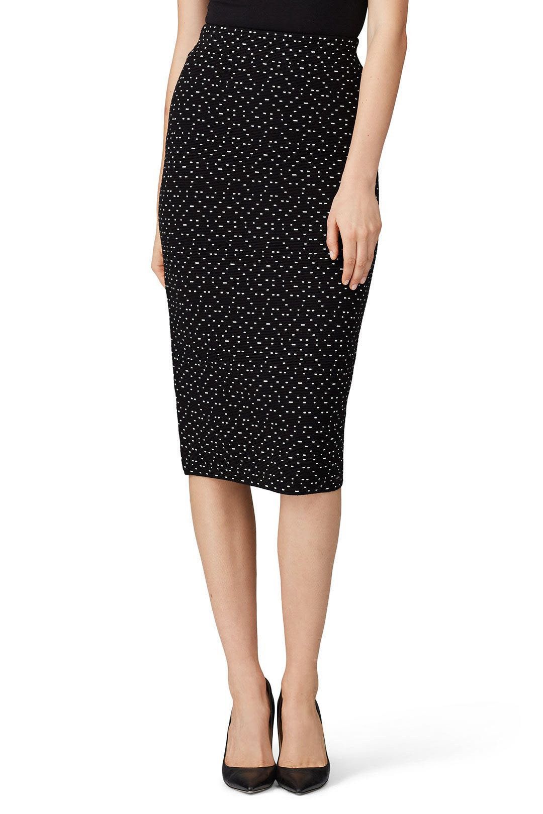 Armani Emporio Armani Pencil Skirt Black White Pattern Stretch Midi Size 28" / US 6 / IT 42 - 1 Thumbnail