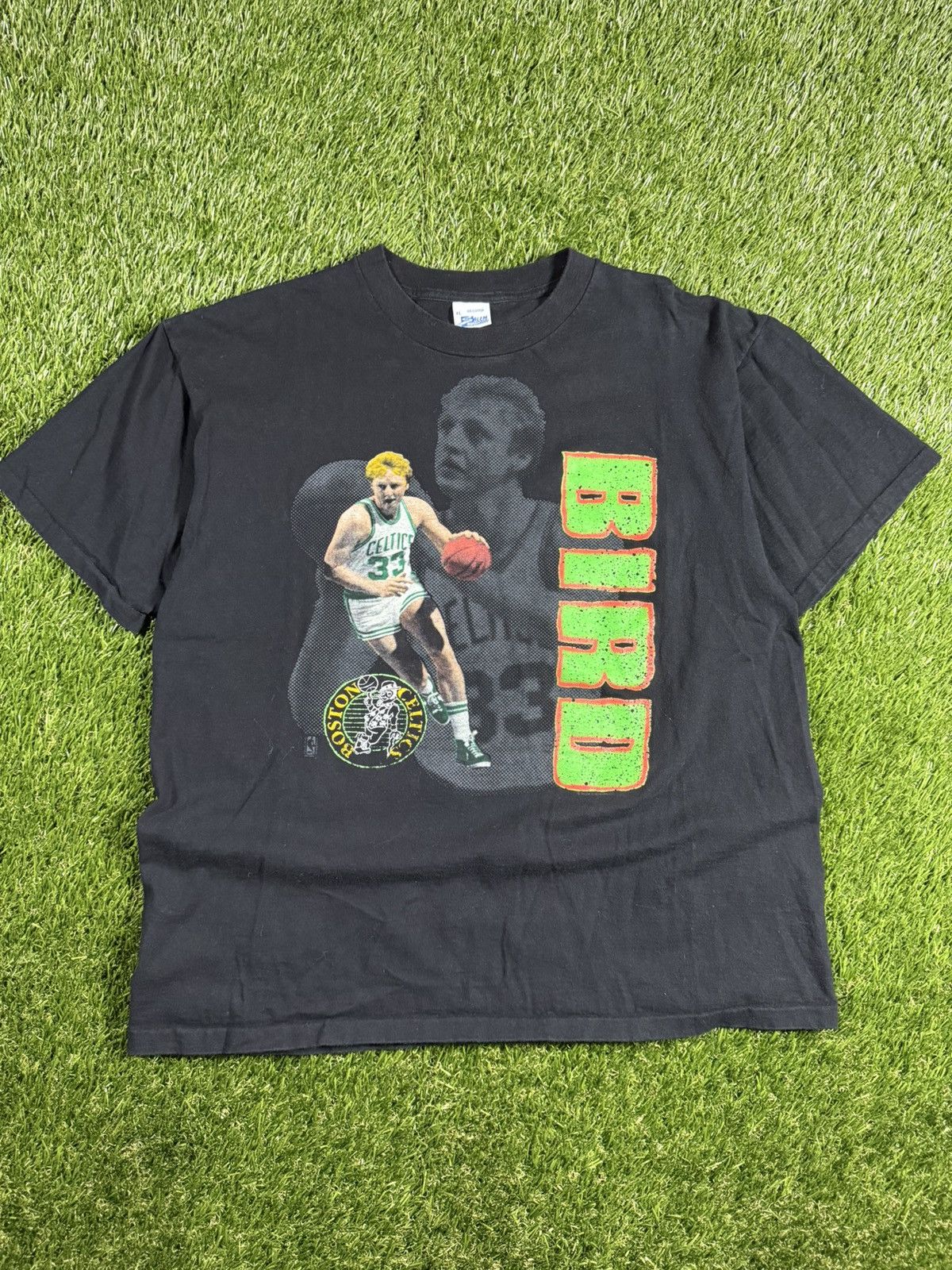Vintage Vintage 90s Boston Celtics Larry Bird Salem Sportswear Tee Size US XL / EU 56 / 4 - 1 Thumbnail
