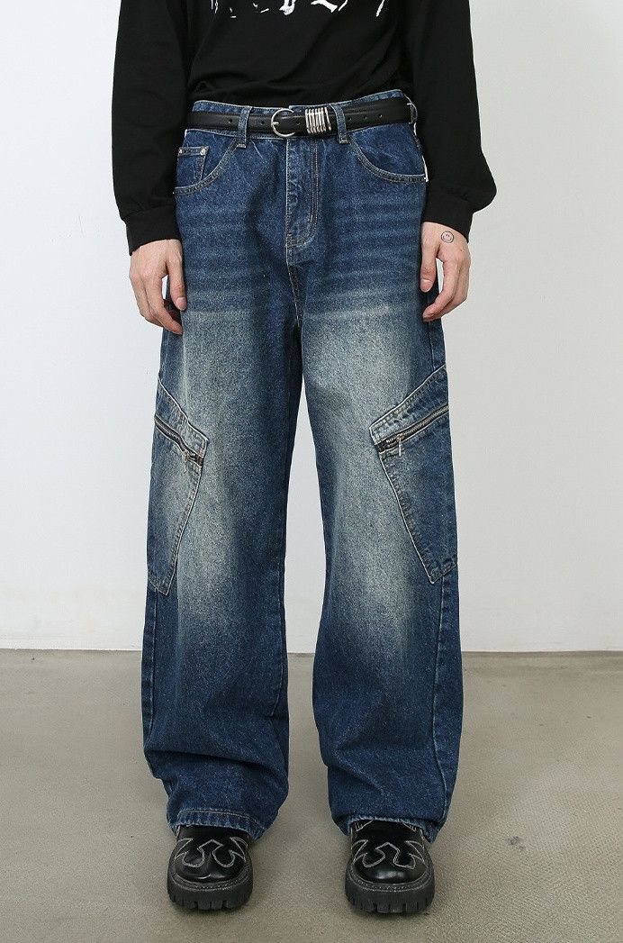 Japanese Brand × Jean Loose straight wide-leg custom pocket work jeans Size US 32 / EU 48 - 1 Thumbnail