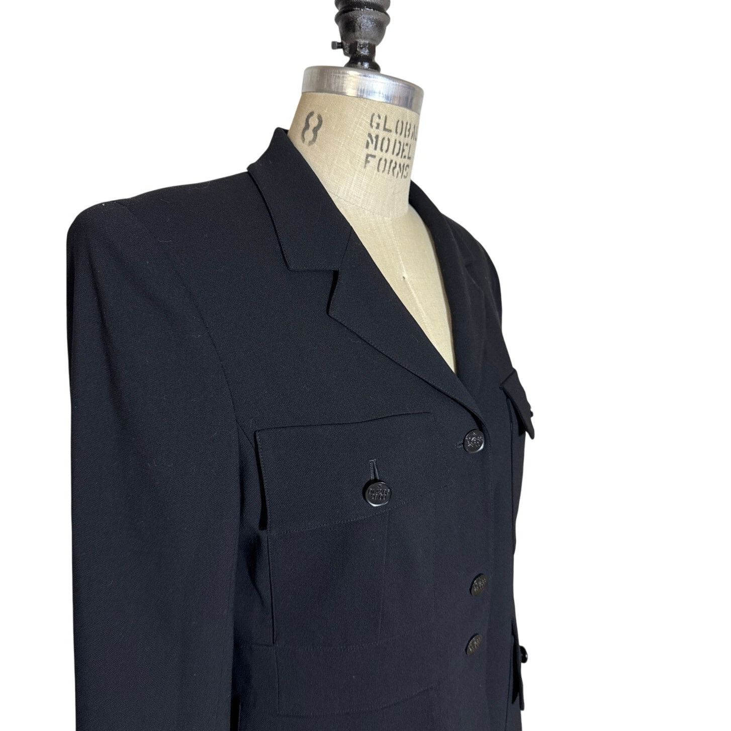 Chanel Vintage 90s Chanel Long 4 Pocket Wool Blazer in Black Size XL / US 12-14 / IT 48-50 - 5 Thumbnail