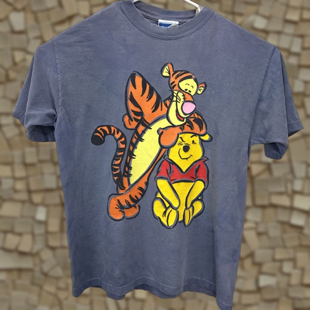 Disney VINTAGE Disney T-Shirt XL Blue Winnie the Pooh Tigger 90s Graphic Print Crew Neck Mens Size US XL / EU 56 / 4 - 1 Thumbnail