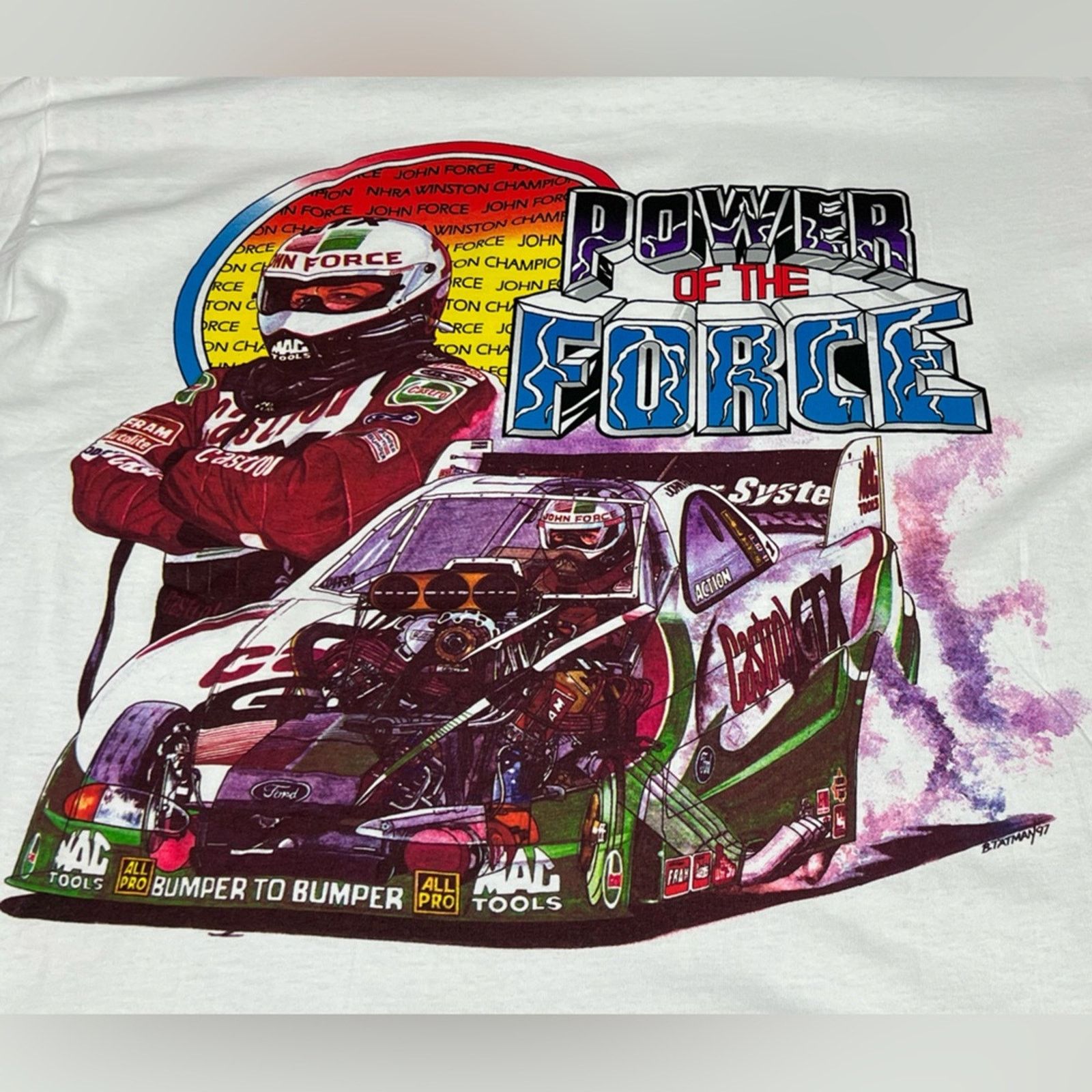 Jerzees Vintage JOHN FORCE 1997 NHRA RACING Made in USA Shirt NEW Size US XL / EU 56 / 4 - 2 Thumbnail