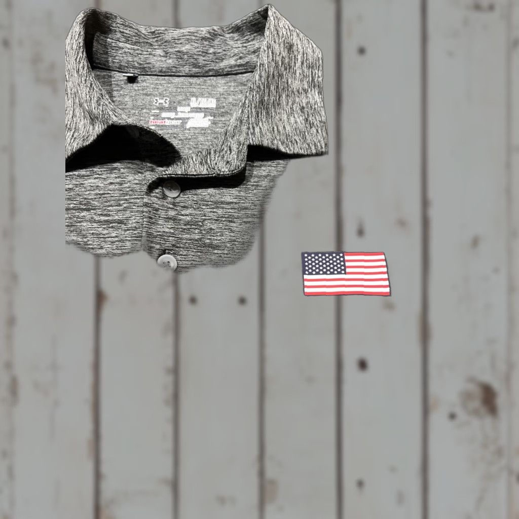 Under Armour VINTAGE Under Armour Polo Shirt Men XL Heather Gray Flag Polo XL Gray Flag Mens Size US XL / EU 56 / 4 - 1 Thumbnail
