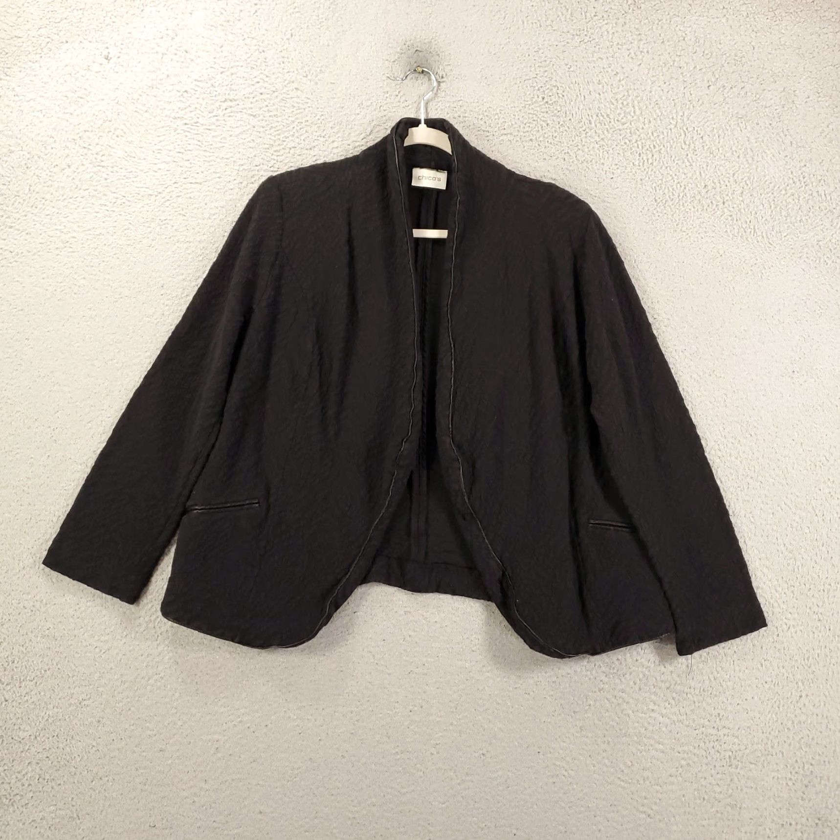 Vintage Chicos Cardigan Womens Large Black Open Front Blazer Jacket Cardigan Classic Size L / US 10 / IT 46 - 2 Thumbnail