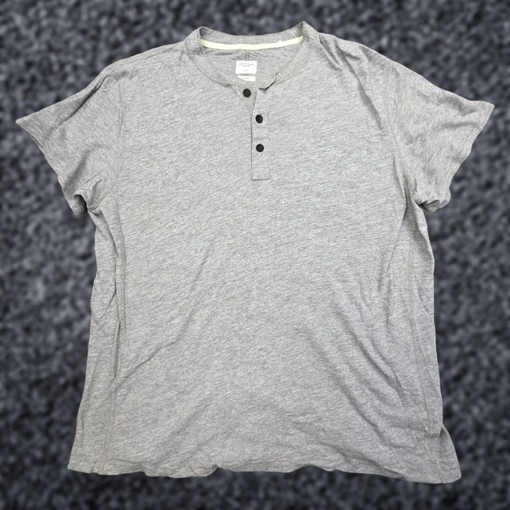 Rag & Bone Rag & Bone Henley Shirt Mens XL Gray Slub Pima Short Sleeve Harbor Grey Size US XL / EU 56 / 4 - 1 Thumbnail
