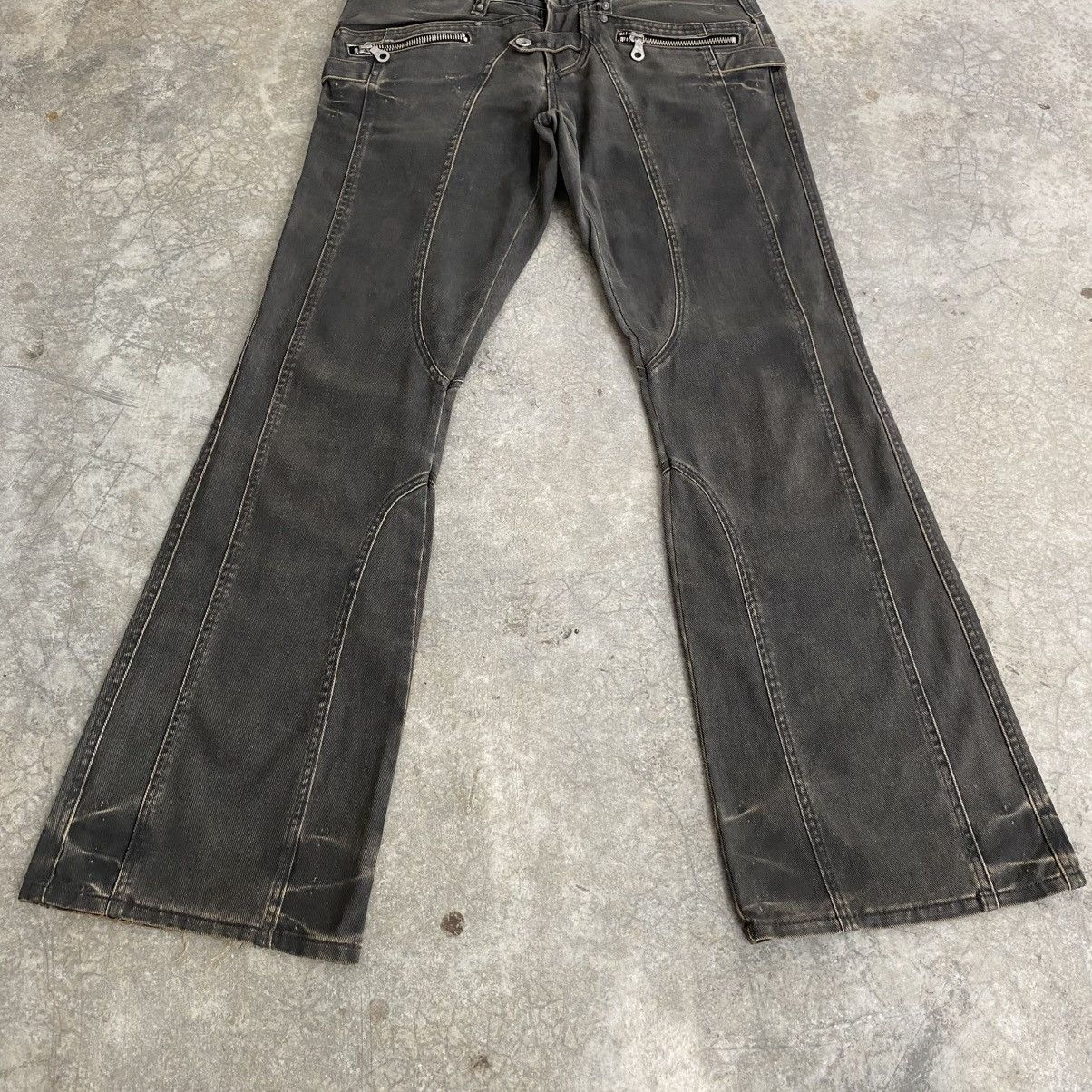 JACKROSE 2000’s Jackrose Coated Panelled Super Flared Jeans Size US 32 / EU 48 - 3 Thumbnail