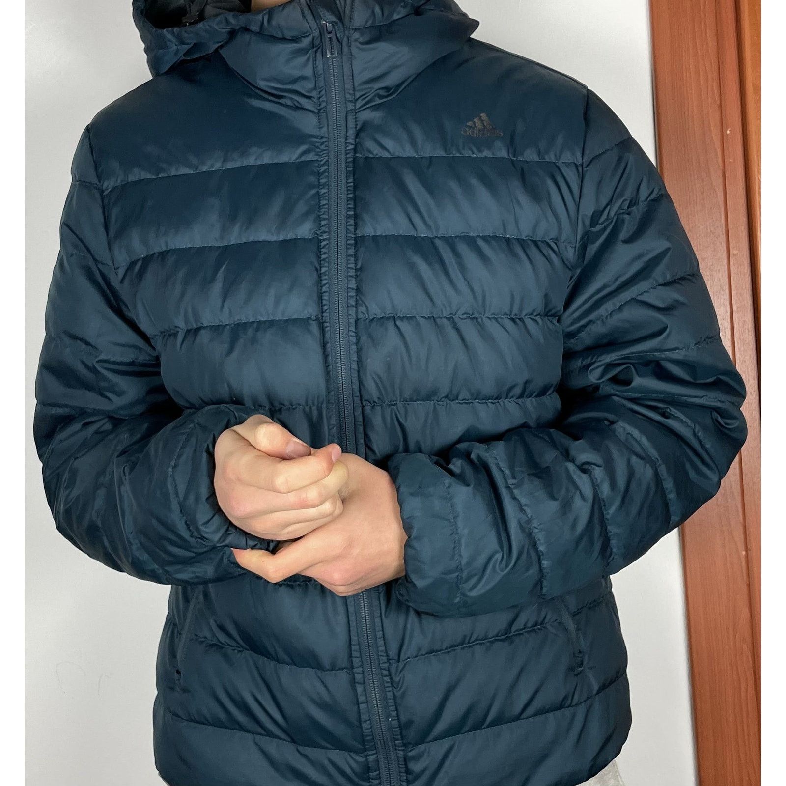 Adidas Adidas Mens Teal Long Sleeve Full Zip Hooded Puffer Jacket S Size US S / EU 44-46 / 1 - 2 Thumbnail