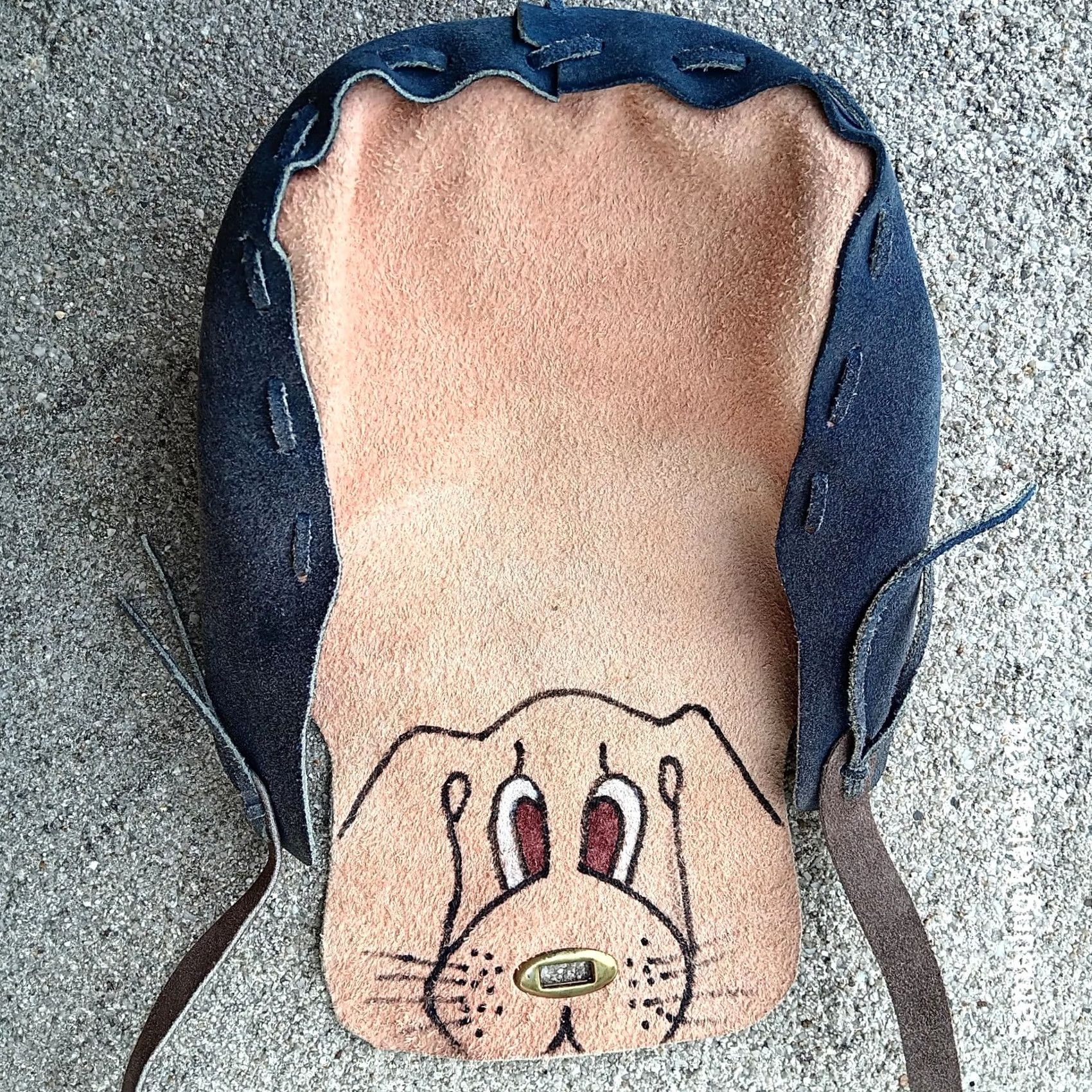 Vintage Handmade Suede Leather Purse Hound Dog Art Small Shoulder Bag Artsy Puppy Size ONE SIZE - 6 Thumbnail