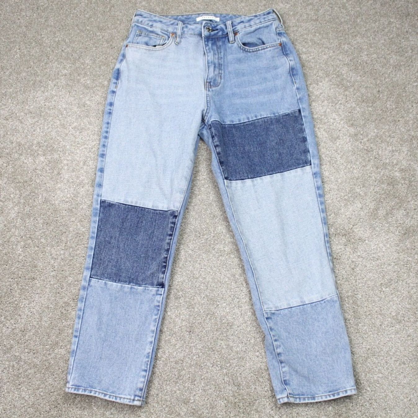 Pacsun PACSUN Mom Jeans Womens 26 Blue Patchwork Cotton Straight Leg 2 Tone 26" inseam Jeans 90s Womens Size 26" / US 2 / IT 38 - 2 Thumbnail